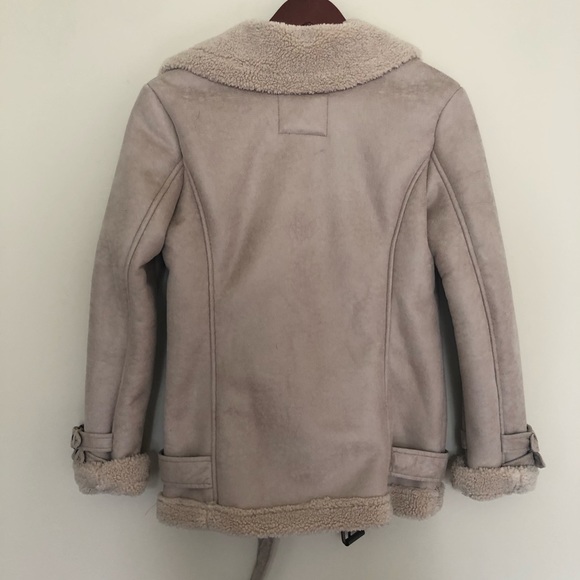 American Eagle Faux Suede Sherpa Moto Jacket - Picture 2 of 10